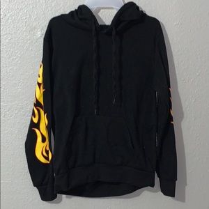 Black hoodie with flames on the sleeves from Rue21